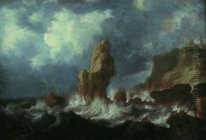 Marine Par Temps Agite Pres D'une Cote Rocheuse by Bonaventura Peeters the Elder