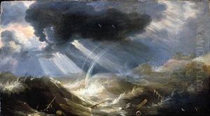 The Great Flood, With Noah's Ark Atop Mount Ararat by Bonaventura Peeters the Elder