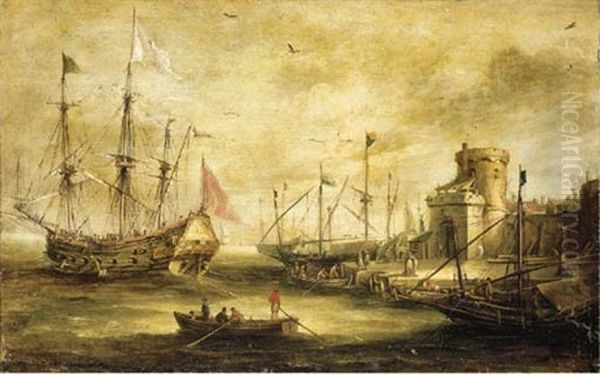 A Dutch Port With A Man-of-war - view 1