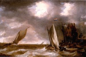 Shipping In Choppy Waters Off A Promontory
