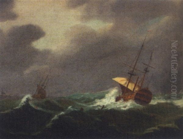 Men-o'war Weathering The Gale - view 1