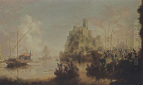 A View Of A Southern Coast With Wounded Turkish Soldiers Returning In Rowing Boats, A Galley And Other Vessels In The Background - view 1