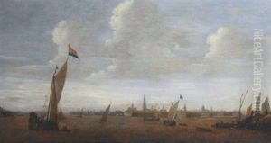 Shipping On The River Scheldt With Antwerp In The Distance by Bonaventura Peeters the Elder