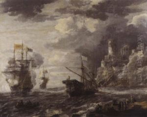 Marine Pres D'une Cote Rocheuse by Bonaventura Peeters the Elder