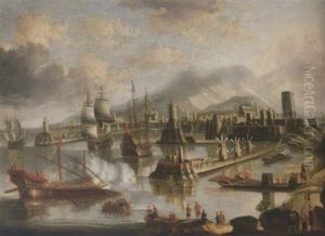 View Of The Harbour At Rhodes by Bonaventura Peeters the Elder