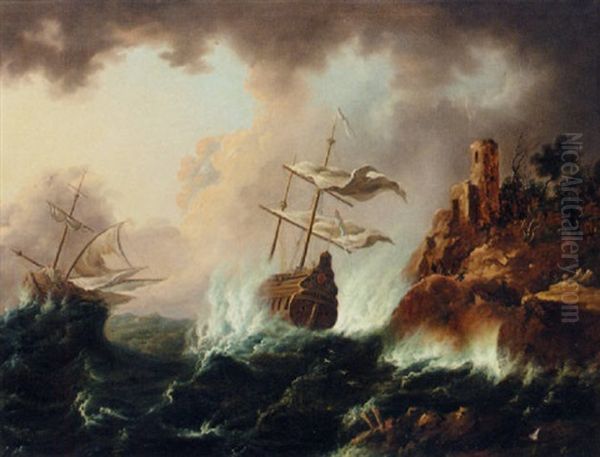 Vessels Heading For The Rocks In A Storm - view 1