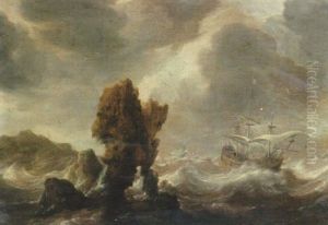 Skepp I Storm by Bonaventura Peeters the Elder