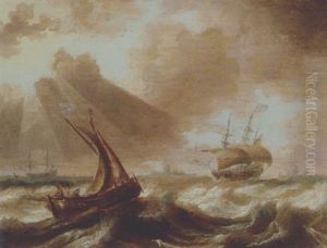 British Craft In A Swell In Coastal Waters by Bonaventura Peeters the Elder