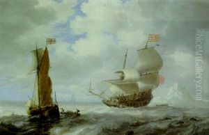 Spanish Warship And An English Yacht In Choppy Seas Off Archangel, Novaya Zemlya