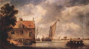 Vue D'un Embarcadere Anime De Personnages Et De Bateaux by Bonaventura Peeters the Elder