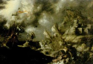 Stormigt Hav Vid Befast Kust by Bonaventura Peeters the Elder