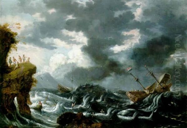 Ships Foundering In A Storm Off The South American Coast - view 1