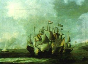 Dutch Shipping Attacking A Turkish Man-o'-war by Bonaventura Peeters the Elder