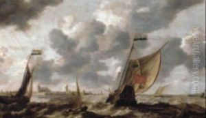 Marine Med Sejlskibe by Bonaventura Peeters the Elder