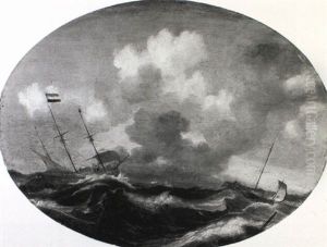 A Man-of-war And Other Shipping Foundering In Stormy Seas by Bonaventura Peeters the Elder