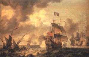 Naval Action Between Dutch Shipping Including The Flagship Zwolle by Bonaventura Peeters the Elder