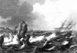 Ships In A Stormy Sea by Bonaventura Peeters the Elder