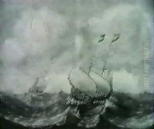 Dutch Merchant Vessels In Choppy Seas - view 1
