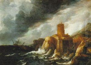 Shipping In A Stormy Sea by Bonaventura Peeters the Elder