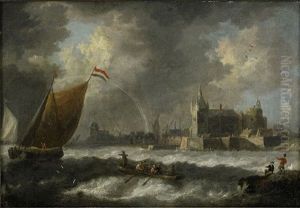 Kustlandskap Med Segelfartyg Och Antwerpen I Fonden by Jan Peeters the Elder
