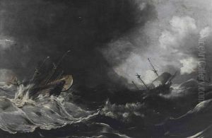Shipping In Stormy Waters by Jan Peeters the Elder