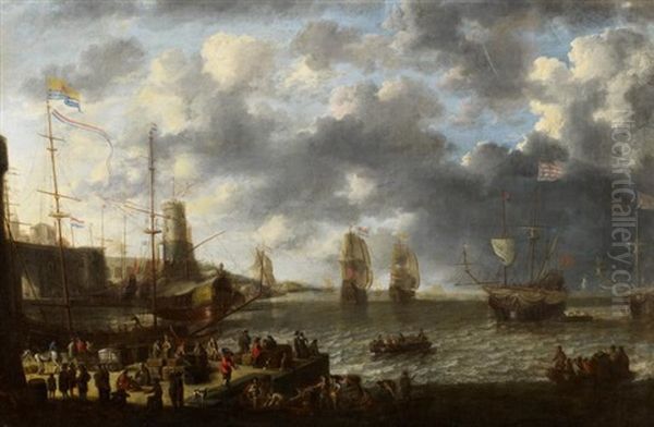 Hafenszene Mit Hollandischen Schiffen - view 1
