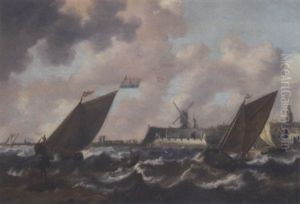 Shipping In Choppy Seas, A Town Beyond by Jan Peeters the Elder