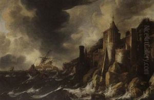 Seesturm Vor Felsiger Kuste by Jan Peeters the Elder