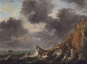 Schiffe Im Seesturm Vor Einer Felsenkuste by Jan Peeters the Elder