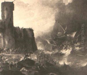 Vascello In Avaria Durante Una Burrasca Presso Un Fortilizio Vascello In Avaria Durante Una Burrasca Presso Un Fortilizio