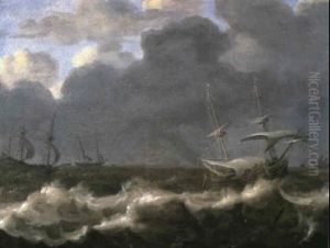 Dutch Merchant Flutes In Choppy Seas by Jan Peeters the Elder