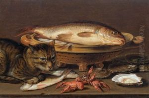 Still Life With Cat, Fish, Oysters And Crayfish