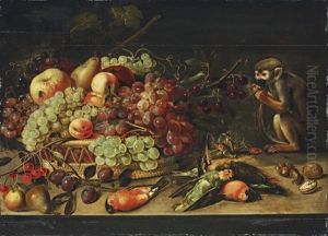Apples, Cherries, Apricots And Other Fruit In A Basket