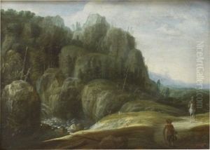 Bergslandskap Med Figurer