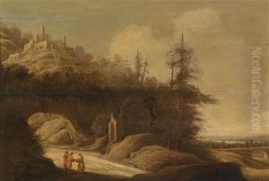 Gebirgslandschaft Mit Wanderern by Gillis Egidius I Peeters