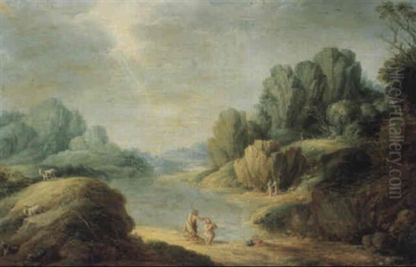 Paysage De Riviere Avec Le Bapteme Du Christ - view 1