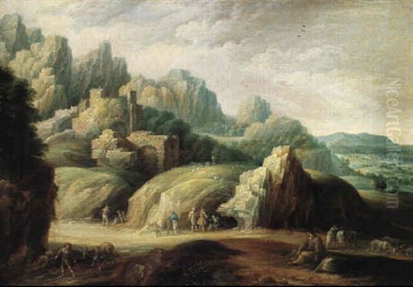 A Mountainous Landscape With Herdsmen And Their Flocks - view 1