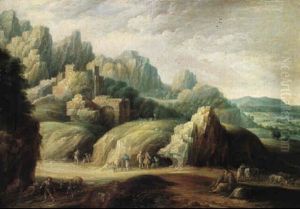 A Mountainous Landscape With Herdsmen And Their Flocks