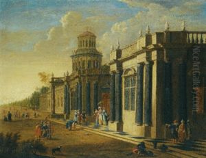 Elegant Figures In Oriental Costume By A Palace by Jacob Peeters