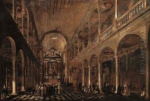 The Interior Of The Carolus Borromeus Church, Antwerp by Jacobus Balthasar Peeters