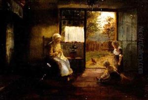 Hollandisches Interieur Mit Frau Und Kindern by Johannes Peeters