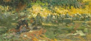 Etude De Breton Sous Les Arbres by Jean Bertrand Pegot-Ogier