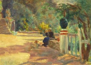 Jeune Femme Et Deux Enfants Dans Le Parc