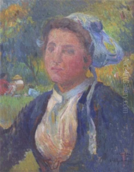 Jeune Femme Et Enfants Dans Un Jardin - view 1
