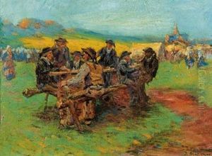 Repas De Fete En Bretagne, Region Du Pouldu by Jean Bertrand Pegot-Ogier