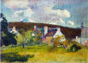Fermes Dans Un Paysage Breton by Jean Bertrand Pegot-Ogier