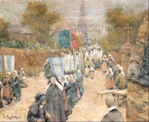 Procession En Bretagne Les Bannieres by Jean Bertrand Pegot-Ogier