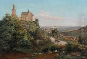 Kronberg Von Der Konigsteiner Strase Aus Mit Weitem Blick In Die Mainebene by Friedrich Eugen Peipers