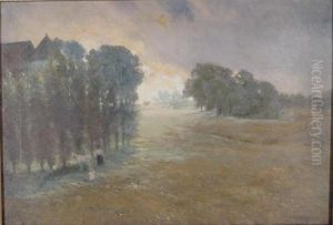 A Landscape With Mother, Daughter And White Cow by H. Winthrop Peirce