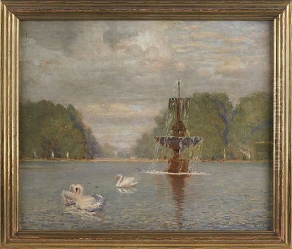 Landscape With Swans And A Fountain - view 1